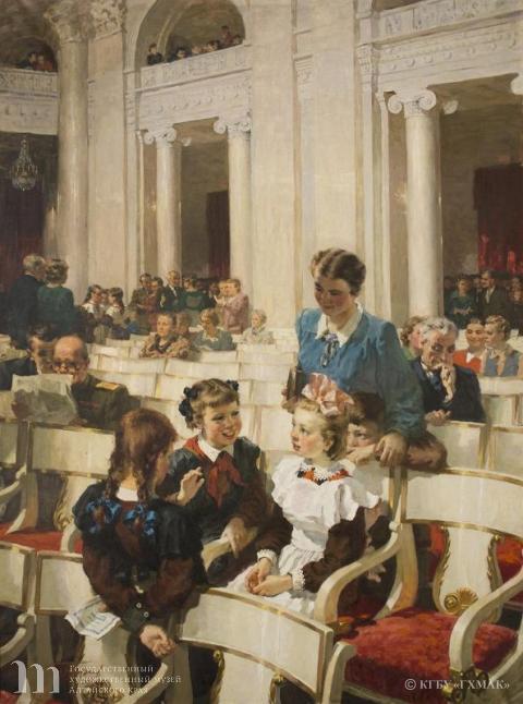 Корнеев Б. В. Школьники на концерте. Дипломная работа, институт им. И.Е. Репина. 1952 г. Холст, масло. Государственный художественный музей Алтайского края