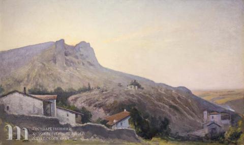  Куприн Александр Васильевич (1889-1960) Утро над Бахчисараем. (Селение с горой). 1957 г. Холст, масло. 80х134.
