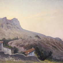  Куприн Александр Васильевич (1889-1960) Утро над Бахчисараем. (Селение с горой). 1957 г. Холст, масло. 80х134.