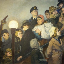 Шегаль Григорий Михайлович (1889-1956) &laquo;На эскалаторе. Московское метро&raquo;. 1941-1943. Холст, масло. 135x164. ГХМАК