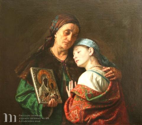 Грибков Сергей Иванович (1822-1893). Благословение на свадьбу. 1886 г. Холст, масло. 79х89