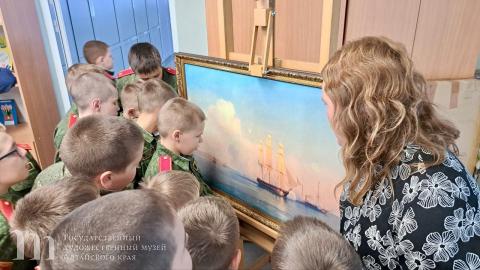 Открытие передвижной выставки &laquo;Шедевры Художественного музея &ndash; родному краю&raquo; в МБОУ &laquo;Барнаульский кадетский корпус&raquo;. 14 октября 2024 года