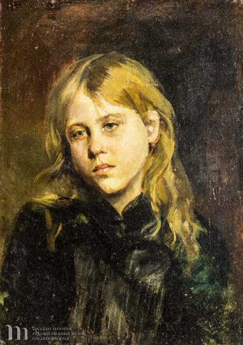 Максимов В.М. Портрет задумавшейся девушки. 1880-е гг. Холст на картоне, масло. 45,5 х 33,6.