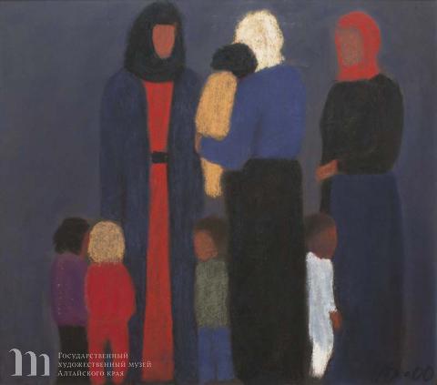 Дик Петр Гергардович (1939-2002) Женщины и дети. 2000 г. Бумага, пастель. 44,5х49,8.