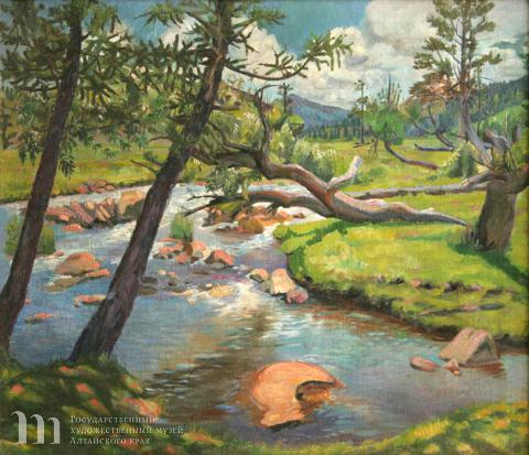 Борисов Алексей Николаевич (1889-1937) Река Шебелик. 1926 г. Холст, масло. 67,6х78,7.
