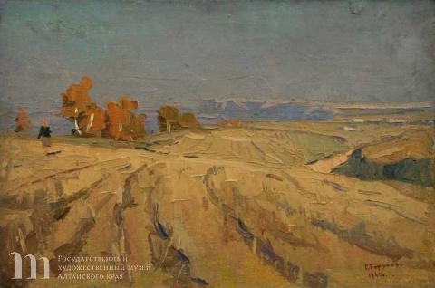 Борунов Геннадий Федорович (1928-2008).  Бабье лето. 1960 г.  Холст, масло. 39,3х59,8. 