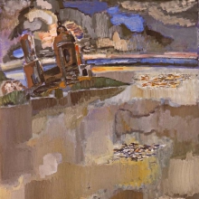 Калинин Виктор Григорьевич (род 1946). &laquo;Волжский пейзаж&raquo;. 1984 г. Холст, масло. 120х90.