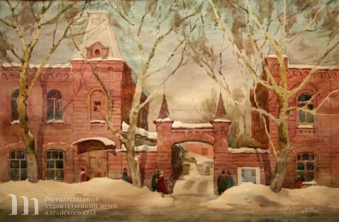 Югаткин Алексей Александрович (1926-2001) &laquo;Старый Барнаул&raquo;. 1979 г. Бумага, акварель. 49,0х72,0. 