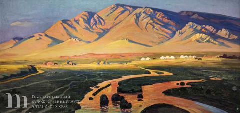 Очирын Мягмар (род. 1930) Горы Сергаль Хайрхан. 1987 г. Холст, масло. 120х80.