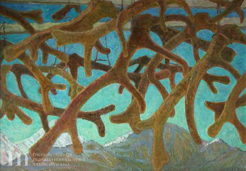 Ковешникова Майя Дмитриевна (1926-2013) Актёльский рассвет. 1971 г. Холст, масло. 94,0х134,0.
