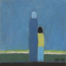  Дик Пётр Гергардович (1939-2002) Двое. 1999 г.  Наждачная бумага, пастель. 31х31.