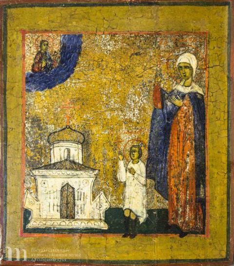Балыкин Викула Федорович (1860 &ndash; после 1932) Кирик и Улита. Начало ХХ в. Дерево, паволока, левкас, темпера. 26х23.