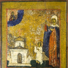 Балыкин Викула Федорович (1860 &ndash; после 1932) Кирик и Улита. Начало ХХ в. Дерево, паволока, левкас, темпера. 26х23.