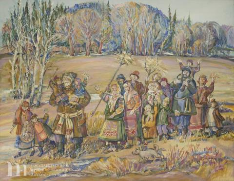 Потапов Александр Никитович. Сороки. Жаворонки. 2010. Холст, масло. Государственный художественный музей Алтайского края