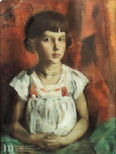 Малютин Сергей Васильевич (1859-1937) Портрет Галины Сахаровой.  1921 г. Бумага, пастель. 68,5х51.