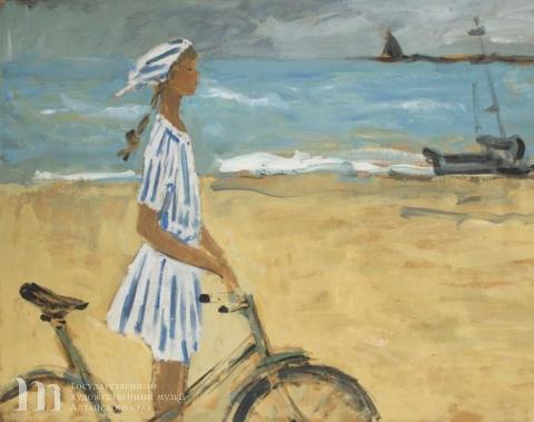 Угаров Б.С. На взморье. 1962 год. Картон, масло. Государственный художественный музей Алтайского края