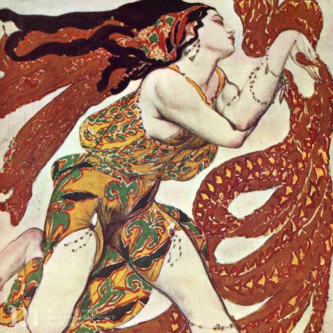 Лев Бакст. Эскиз костюма для балета "Нарцисс", 1911.