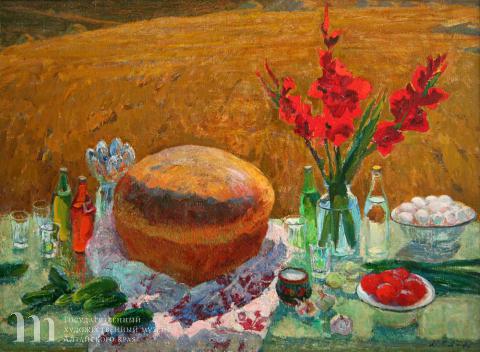 Ковешникова Майя Дмитриевна (1926-2013) В конце страды. 1980 г. Холст, масло. 103,5х139.