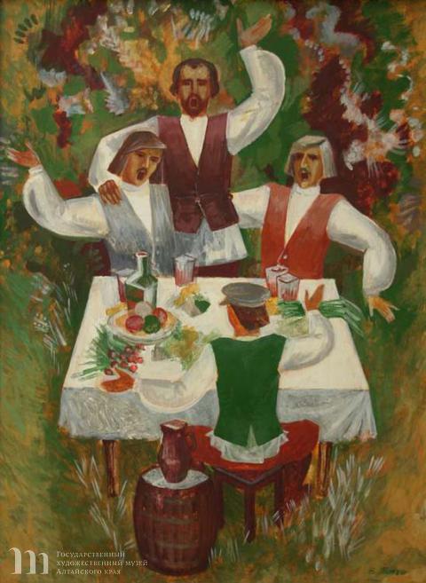 Тимуш Владимир Филиппович (род. 1949) Заздравная. 1966 г. Холст, темпера. 115,2х86.