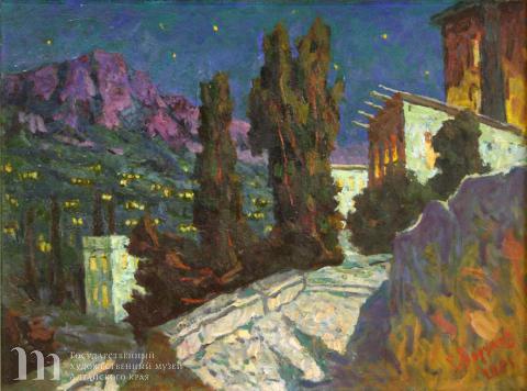Борунов Геннадий Федорович (1928-2008) Гурзуф. Южная ночь. 2001 г. Холст, масло. 60х80.