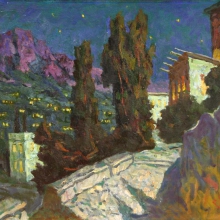 Борунов Геннадий Федорович (1928-2008) Гурзуф. Южная ночь. 2001 г. Холст, масло. 60х80.