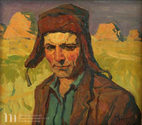 Борунов Г.Ф. На покосе. Вася Юдин. 1963 г. Холст, масло. 52х58.