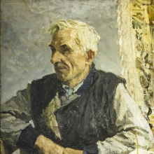 Пластов Аркадий Александрович (1893-1972) Портрет художника Киселева. 1961 г. Холст, масло. 110 х 75.