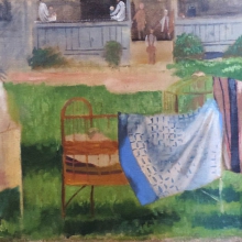  Самохвалов Александр Николаевич (1894-1971) Детские ясли коммуны &laquo;Ленинский путь&raquo;/ Девочка на берегу в красной косынке. 1931-1932 гг. / 1934 г. Холст, масло. 40,5х63,0.