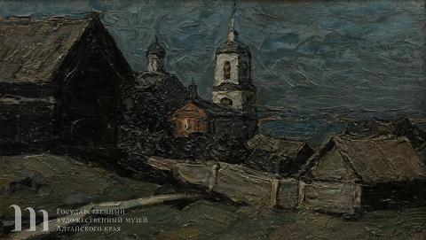 Петровичев Петр Иванович (1874-1947) Сумерки в деревне. 1900 г. Из собрания Государственного художественного музея Алтайского края
