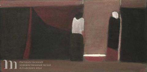  Дик Петр Гергардович (1939-2002) Разговор. Бумага, пастель. 33,5х69,5.