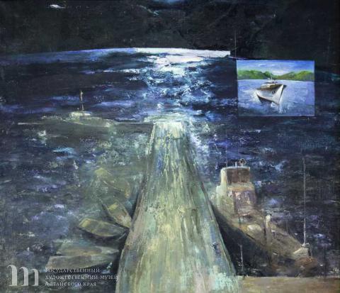 Ристан Омирзак (род. 1950) Телецкое озеро после дождя. 1984 г. Холст, масло. 98х111.