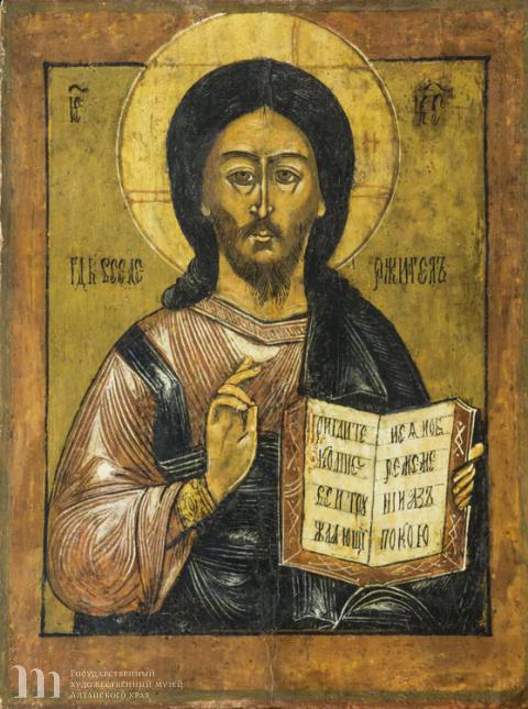 Балыкин Викула Федорович (1860 &ndash; после 1932) Спас Вседержитель. Начало ХХ в.  Дерево (сосна), левкас, темпера. 32,3х24,4х1,8.