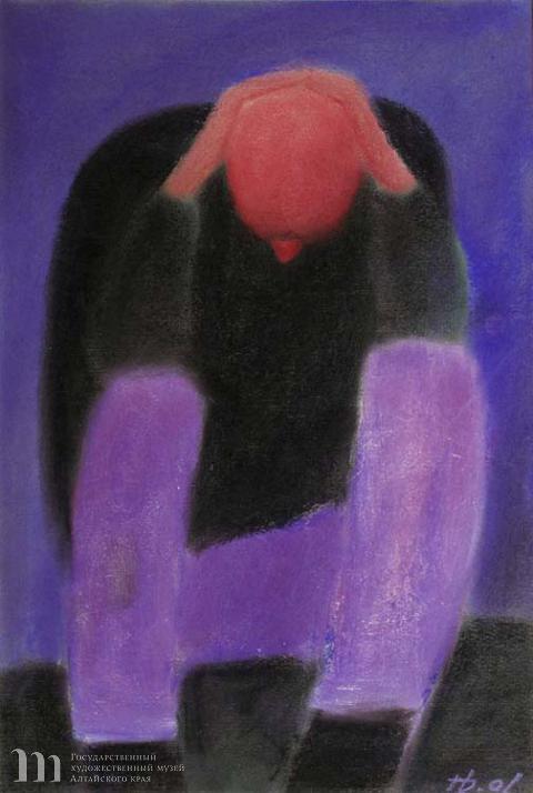   Дик Пётр Гергардович (1939-2002) Сидящий мужчина. 2001 г. Бумага, пастель. 33,5х23,5.