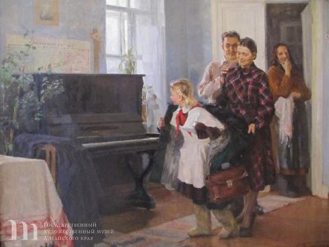 Гринин Борис Иванович (1920-1969) Подарок. 1954 г. Холст, масло. 112,х136,0.