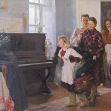 Гринин Борис Иванович (1920-1969) Подарок. 1954 г. Холст, масло. 112,х136,0.