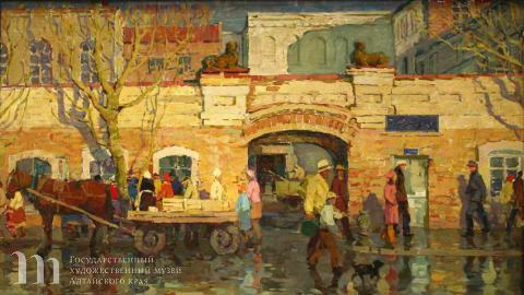 Будкеев Михаил Яковлевич (род.1922). Старый Барнаул. 1970 г. ДВП, масло. 121,0х105,0.