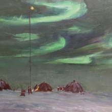 Рубан Игорь Павлович (1912-1996)  &laquo;Зелёное сияние (лагерь спит)&raquo;. 1964 г. Холст, масло. 57,0х100,0