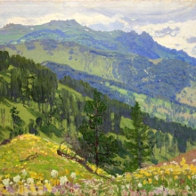 Никулин Андрей Осипович (1878-1945) Горы Алтая (Пейзаж в горах). 1910-е гг. Холст, масло. 49х68,5.