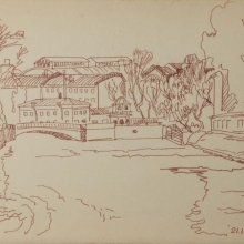 Гориславцев Владимир Николаевич (род. 1939) Храповицкий мост. Новая Голландия. 1984 г.  Бумага, фломастер. 23,8х31,7