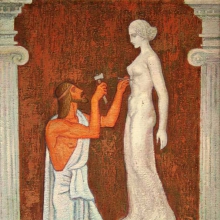 Рудзите Илзе Рихардовна (род.1937) Пигмалион. Триптих. Центральная часть. 1973 г. Холст, темпера. 93,0х63,0.