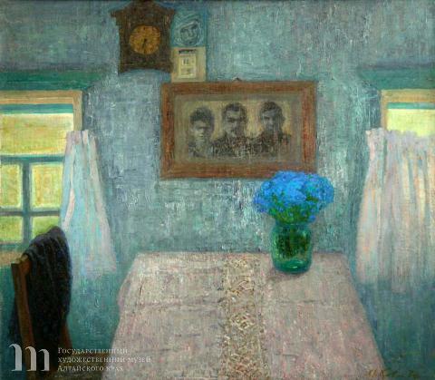 Ковешникова Майя Дмитриевна (1926-2013) Незабудки. 1974 г. Холст, масло. 93х107.