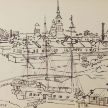 Гориславцев Владимир Николаевич (род. 1939) Град Петра. 2004.  Бумага, фломастер. 24х32