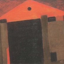  Дик Пётр Гергардович (1939-2002) Красный фронтон. 1998 г.  Наждачная бумага, пастель. 40х48,5.