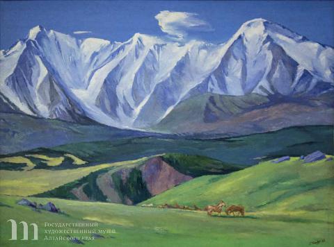 Ристан Омирзак (род. 1950) Гора Актру. 1988 г. Холст, масло. 88,5х119,5.