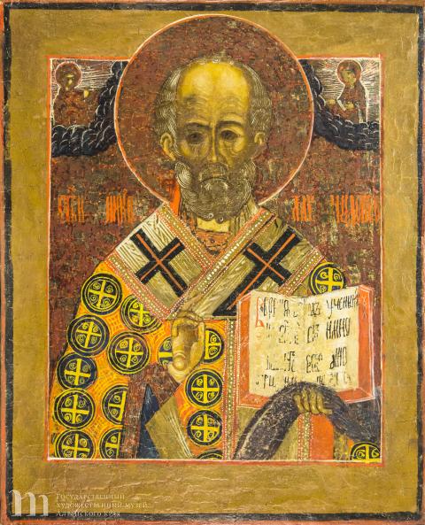 Балыкин Викула Федорович (1860 - вторая треть 20в.). Икона &laquo;Николай Чудотворец&raquo;. Государственный художественный музей Алтайского края