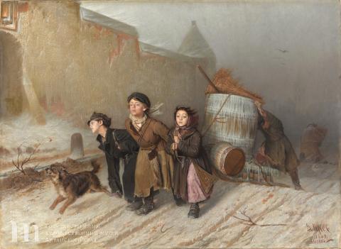 В.Г. Перов. Тройка (Ученики мастеровые везут воду). 1866. Государственная Третьяковская галерея