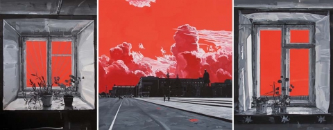 Зайков Николай Сергеевич (род. 1978) Потрясающий пейзаж. Триптих. 2012-2013 г. Картон, темпера синтетическая. ГХМАК