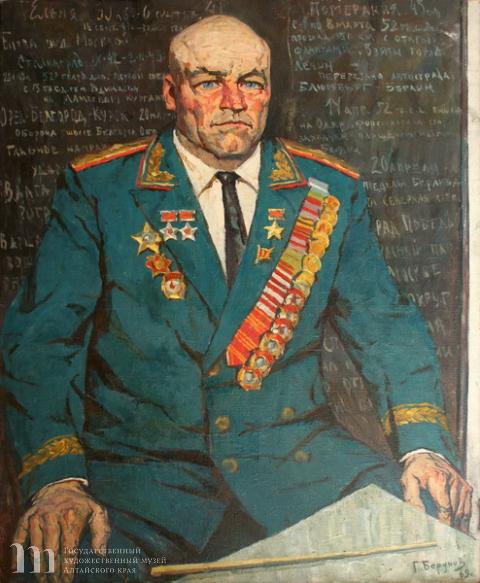 Борунов Геннадий Федорович (1928-2008) Портрет сибирского богатыря Нестора Козина. 1969 год. Из собрания Государственного художественного музея Алтайского края.