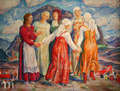 Рудзите Илзе Рихардовна (1937-2022). Там за синей горой. Праздник борозды. 1980 г. Государственный художественный музей Алтайского края.