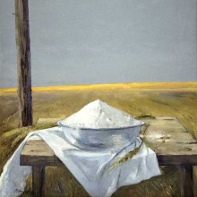 Ристан Омирзак (род. 1950) Хлеб. Левая часть Триптиха. 1988 г.  Холст, масло. 79,5х62.